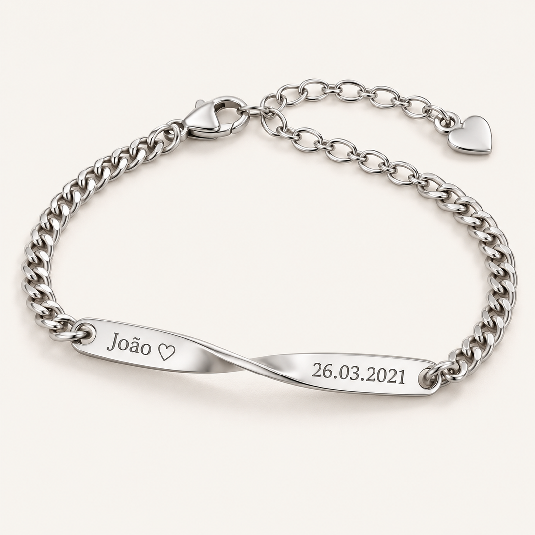 Pulseira Infinito com Nome e Data