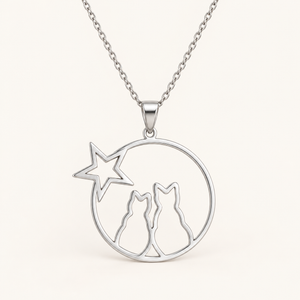 Colar Dois Gatos e Estrela