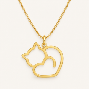 Colar Gato e Coração