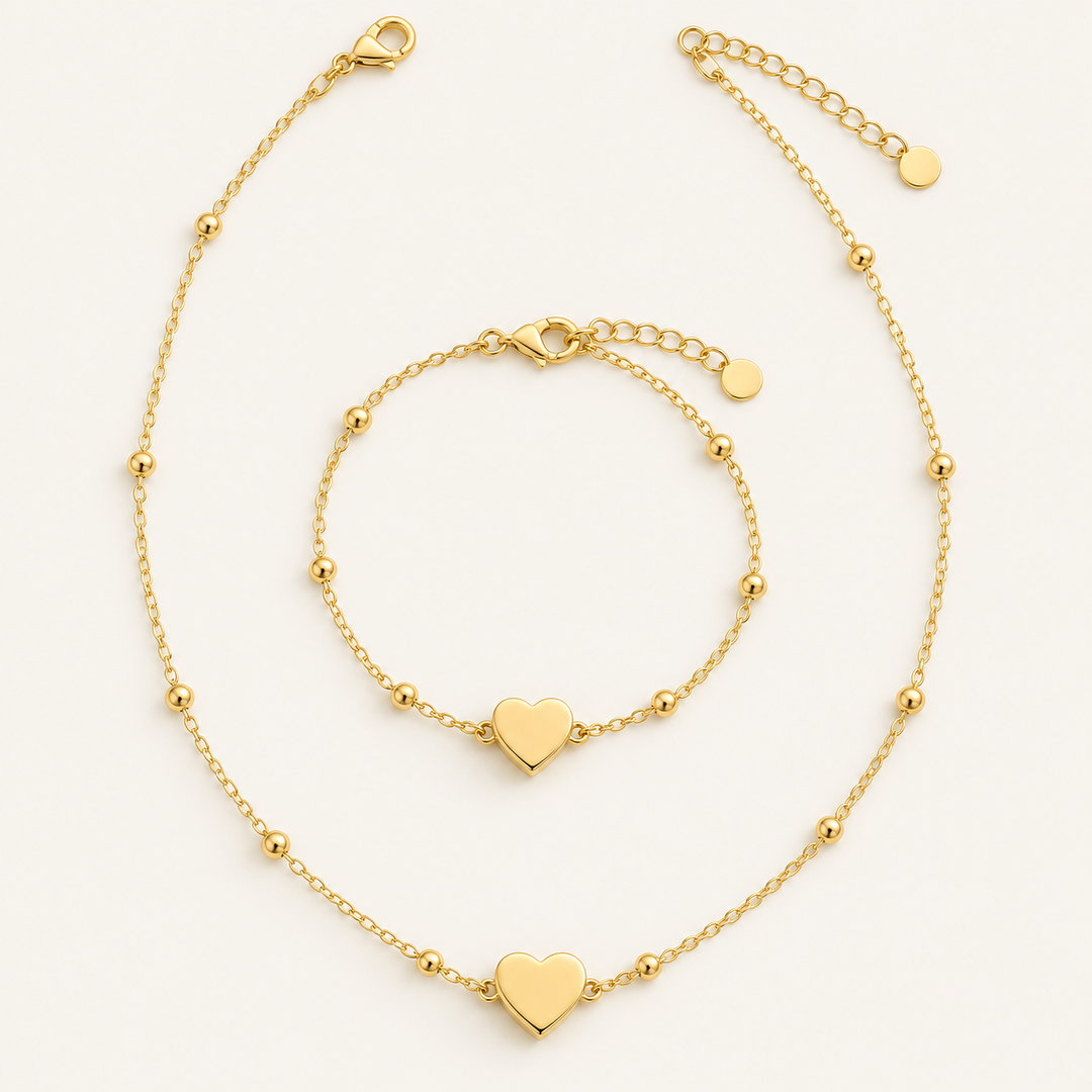 Conjunto Colar e Pulseira Coração