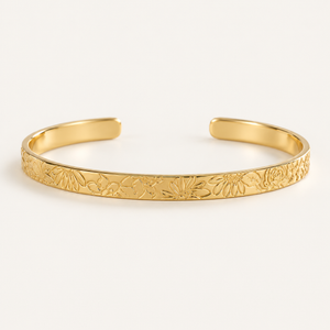 Pulseira Rígida com Flores Gravadas